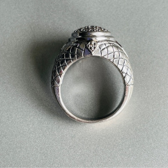 BASKET WEAVE PAVE CUBIC ZIRCONIA STERLING SILVER RING & PENDANT NECKLACE… - Picture 5 of 16